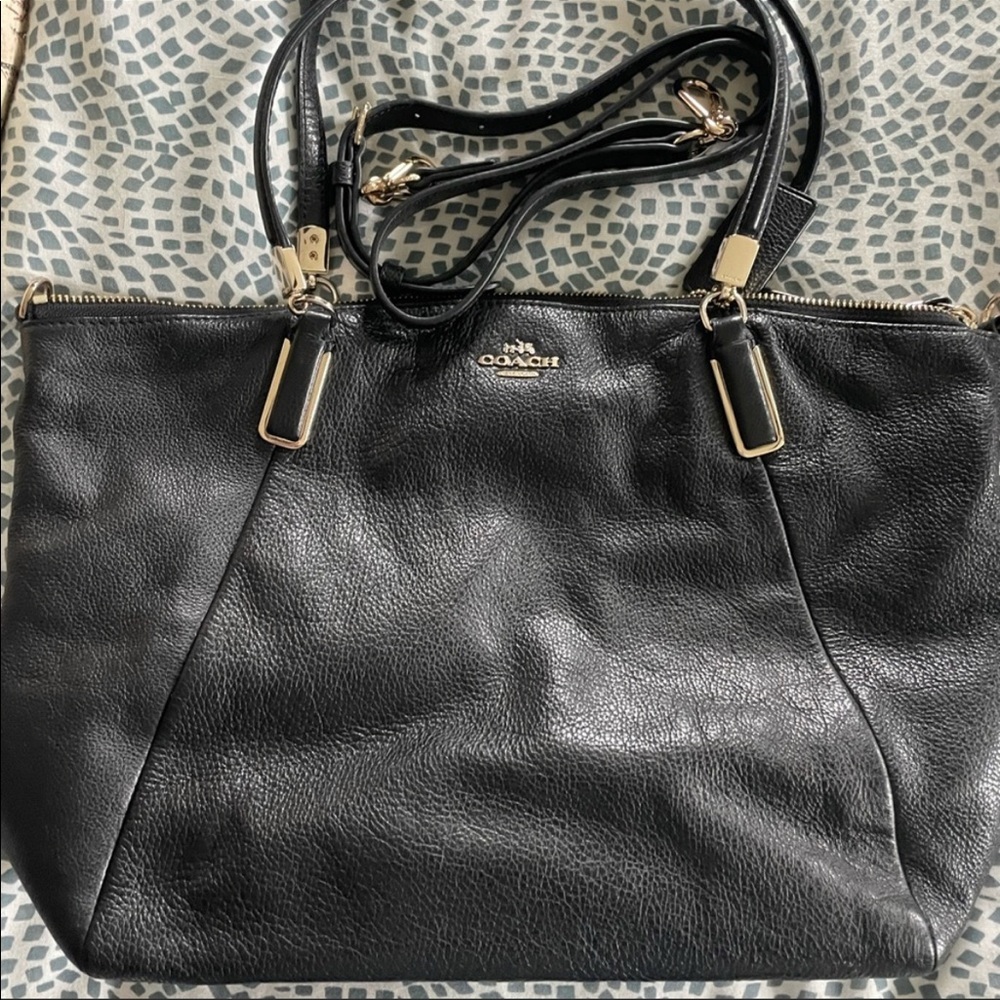 Coach matching black leather wallet & bag